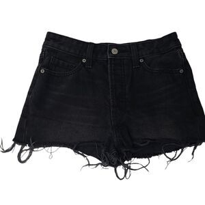 Old Navy Size 0 Black O.G Short High-Rise Button Fly Denim Jean Booty Shorts Y2K
